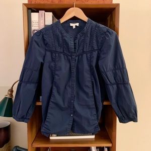 Lucky Brand Long-Sleeved Button Down Shirt Top Navy Size M